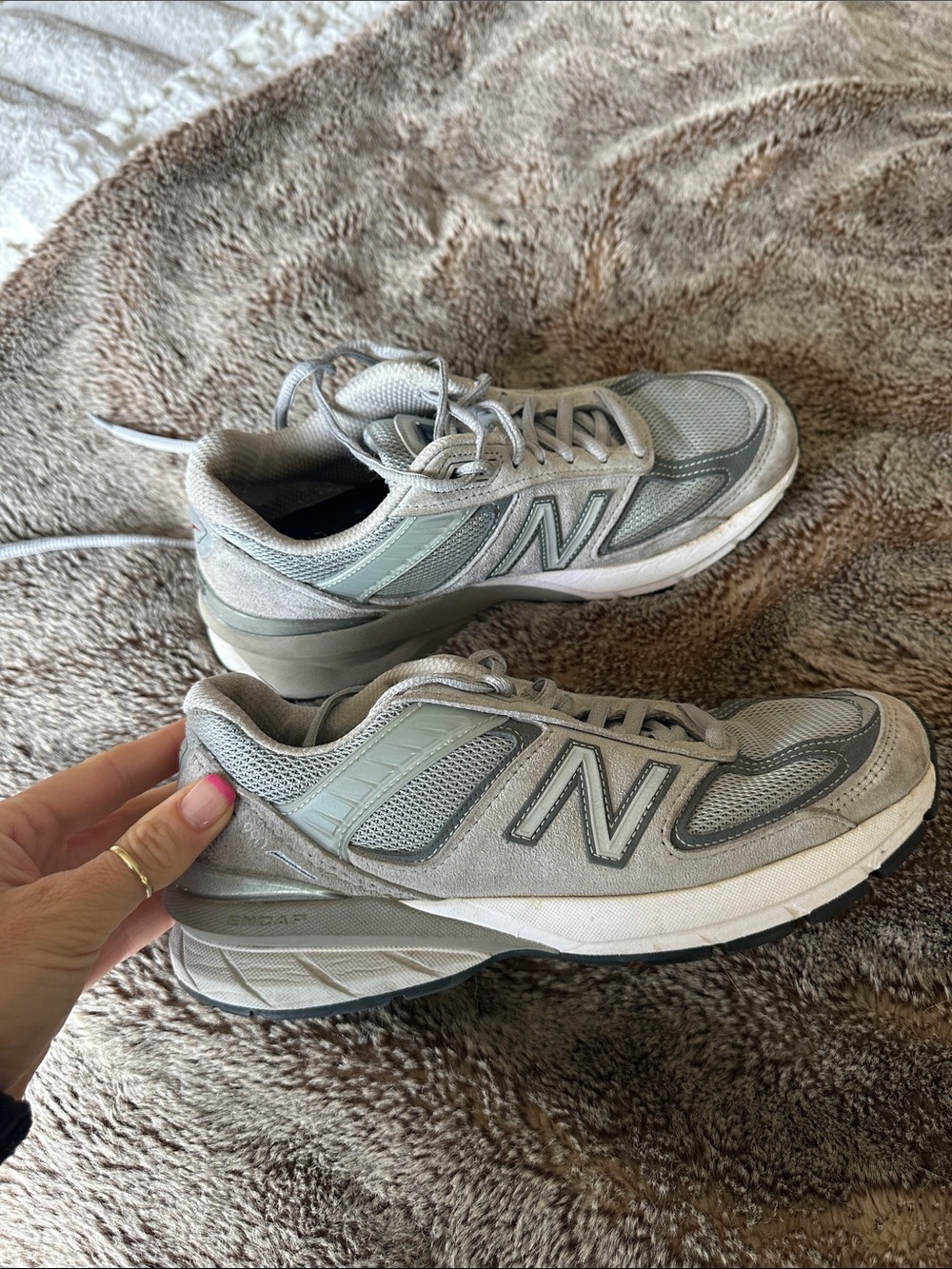 New Balance Light Gray 990V5 Sneakers